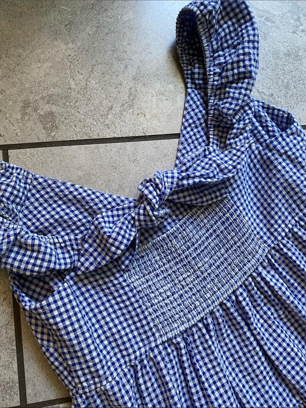 Old Navy Blue Gingham Tiered Maxi Dress - Picture 8 of 10